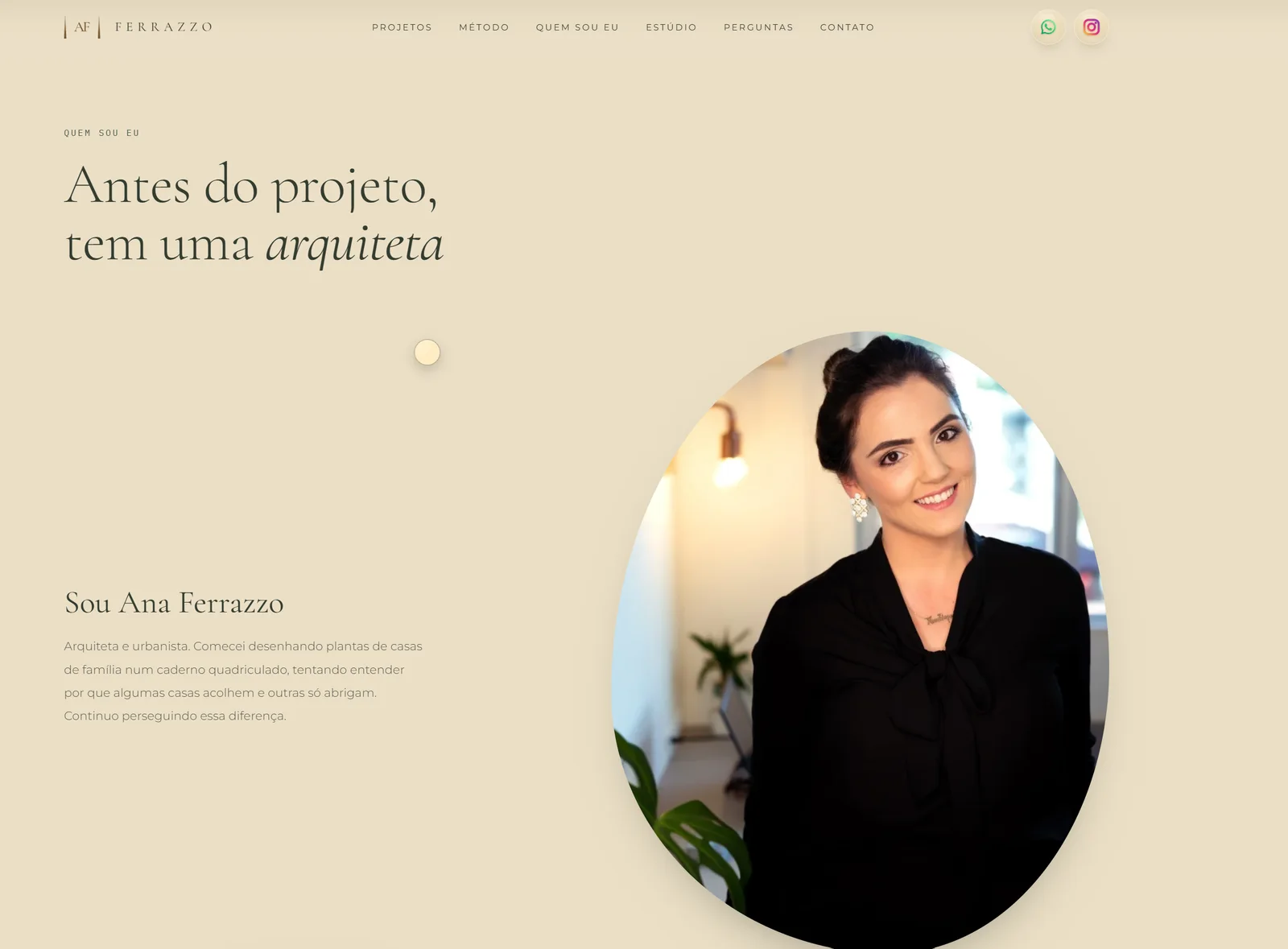 Apresentação de Ana Ferrazzo no site