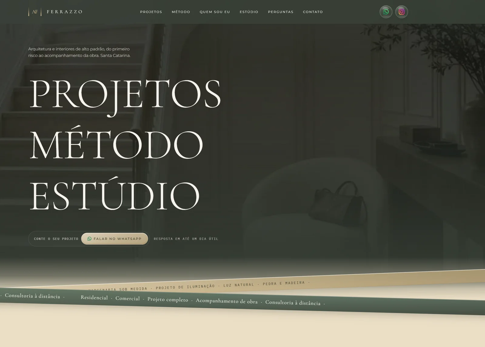 Site da AF Ferrazzo Arquitetura, criado pela Disruptive